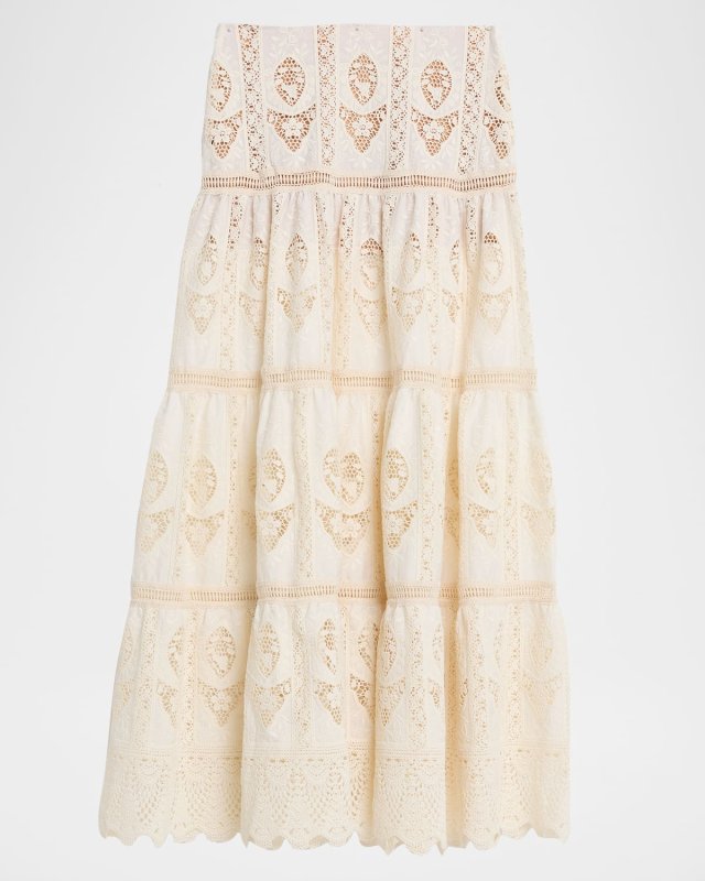 Crochet Lace Tiered Maxi Skirt